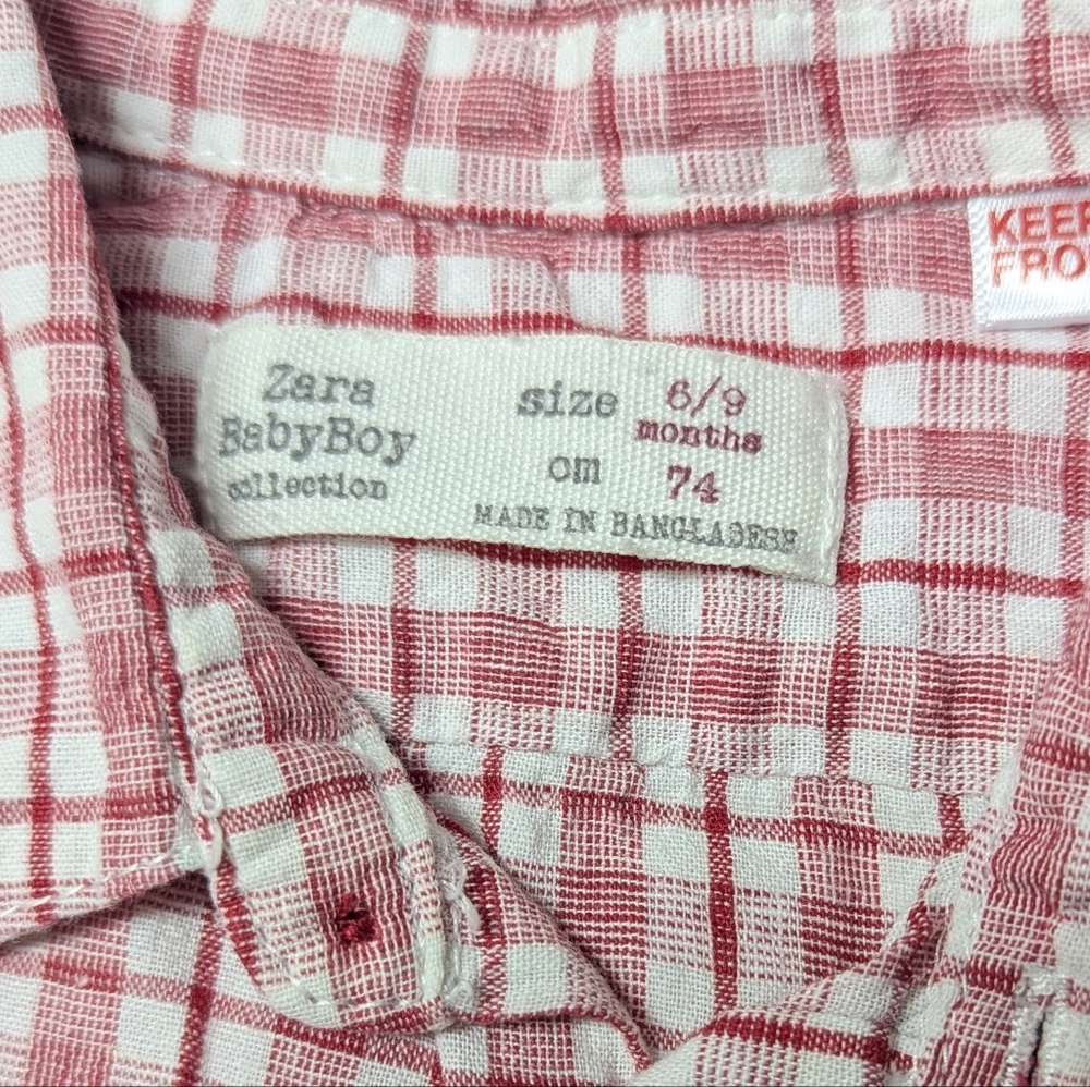 Zara Kids Red Plaid Button Down Shirt - Picture 2 of 5